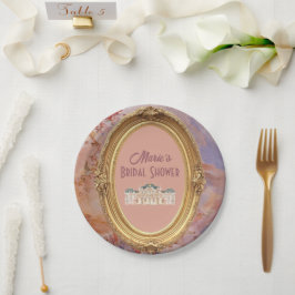 Plato De Papel Ducha de novias estética de rococo de renacimiento