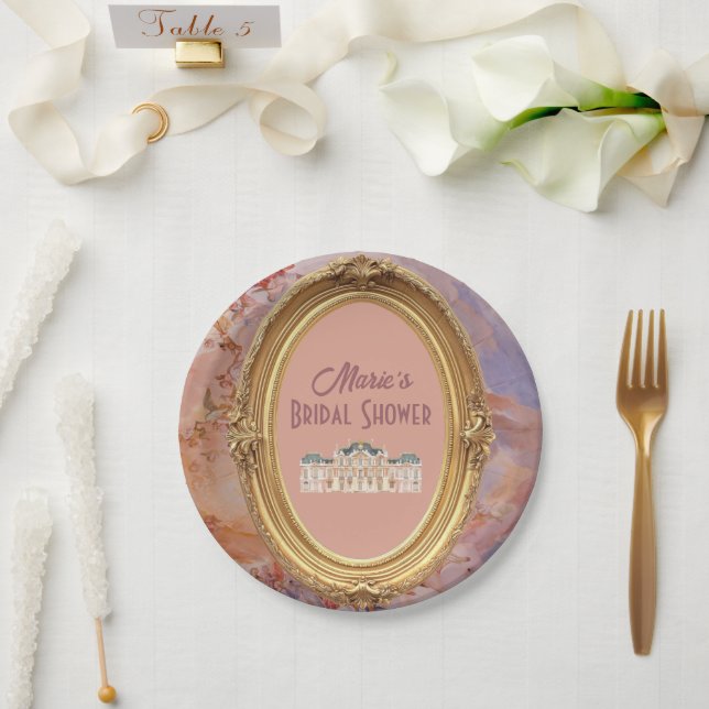 Plato De Papel Ducha de novias estética de rococo de renacimiento (Boda)