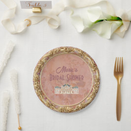Plato De Papel Ducha de novias estética de rococo de renacimiento