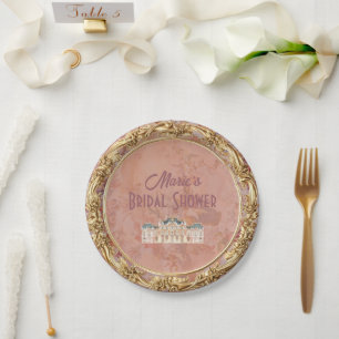 Plato De Papel Ducha de novias estética de rococo de renacimiento