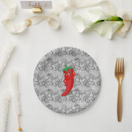 Plato De Papel Ducha De Novias Fiesta Con Diva De Pimiento Calien