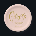 Plato De Papel Ducha de novias Rosa Pastel Retro<br><div class="desc">Escritura a mano rosa pastel Retro Bachelorette</div>