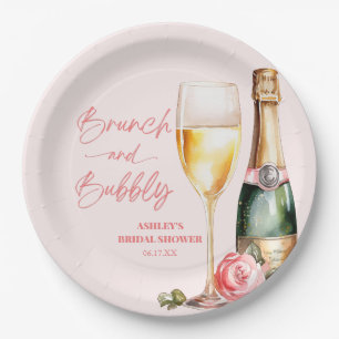 Plato De Papel Ducha de novios Brunch and Bubbly Mimosa Champagne