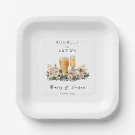 Plato De Papel Ducha de parejas Burbujas y Cervezas
