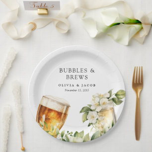 Plato De Papel Ducha de parejas Burbujas y Cervezas