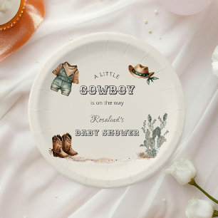 Plato De Papel Ducha de Vaquero Pequeño Occidental para Niño