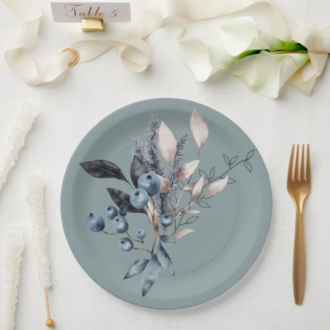 Plato De Papel Ducha Delft Blue Blueberries (Boda)