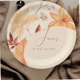Plato De Papel Ducha floral de novias de otoño