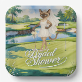 Plato De Papel DUCHA GOLF BRIDAL para golfista Gato Lover