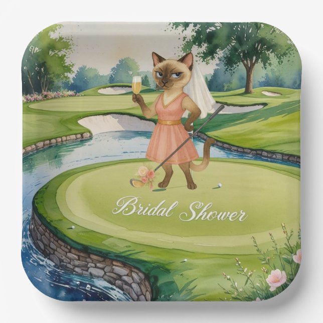 Plato De Papel DUCHA GOLF BRIDAL para golfista Gato Lover (Anverso)