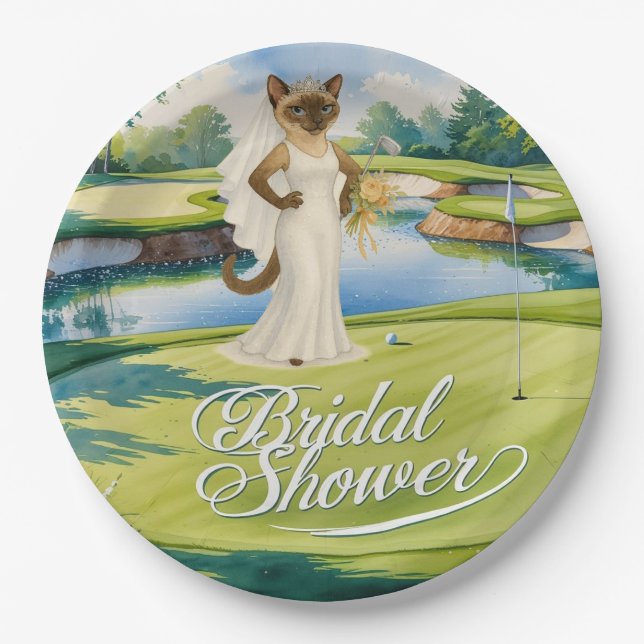 Plato De Papel DUCHA GOLF BRIDAL para golfista Gato Lover (Anverso)