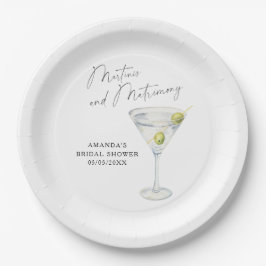 Plato De Papel Ducha martinis y marrimonia