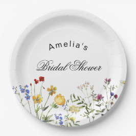Plato De Papel Ducha minimalista de novias con flores silvestres