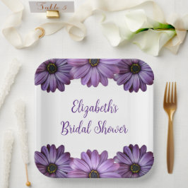 Plato De Papel Ducha Morada Floral Bridal