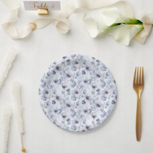 Plato De Papel Ducha morada floral de lavanda morada