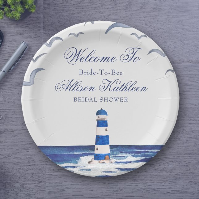 Plato De Papel Ducha Náutica Azul Marítima Marítima Bridal (Subido por el creador)