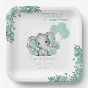Plato De Papel Ducha Neutral para Bebe de Elefante