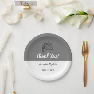 Plato De Papel Ducha nupcial Acogida Boda Lechuzas Amor