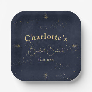 Plato De Papel Ducha nupcial azul celestial de la luna de miel Ta
