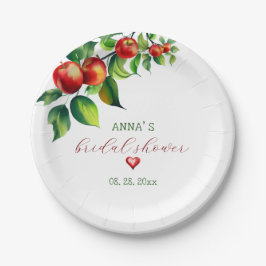Plato De Papel Ducha nupcial de Apple roja