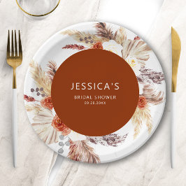 Plato De Papel Ducha nupcial de Boho Pampas