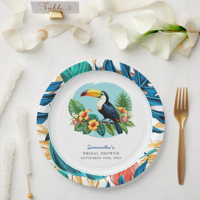 Plato De Papel Ducha nupcial de veranos de selva tropical (Boda)