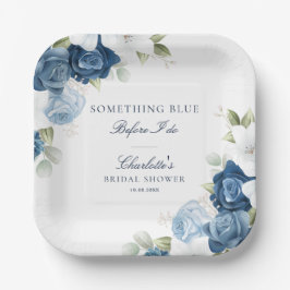 Plato De Papel Ducha nupcial Dusty Blue Floral