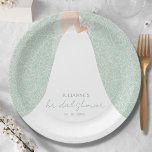 Plato De Papel Ducha nupcial elegante<br><div class="desc">Una novia vestida con su boda sobre una rosa blanca sobre un fondo verde eucalipto (o de cualquier color),  se suma mucho a la decoración de la ducha de novia. COINCIDIENDO con los artículos de nuestra tienda.</div>
