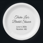 Plato De Papel Ducha Nupcial Feliz Blanca<br><div class="desc">Las duchas nupciales son eventos realmente grandiosos.  Es agradable honrar a una mujer que pronto se casará.  Estos platos de papel pueden hacer que su planificación sea un poco más fácil.  Cambie colores y estilos a su gusto.  Personalizable.  Por Sharon Lee Hudson.</div>