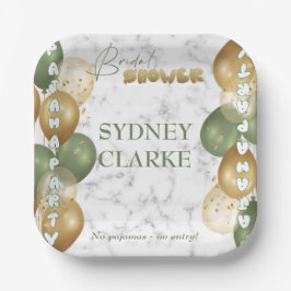 Plato De Papel Ducha nupcial. Fiesta Pajama