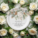 Plato De Papel Ducha nupcial floral de invierno de Evergreen<br><div class="desc">Las Placas de papel de ducha de invierno con flores de invierno de Evergreen captan la serena belleza de un maravilloso paisaje invernal, combinando delicados florales y elementos naturales de siempre verde para crear un diseño encantador y elegante. El follaje evergreen representa fortaleza y resistencia, al tiempo que crea un...</div>