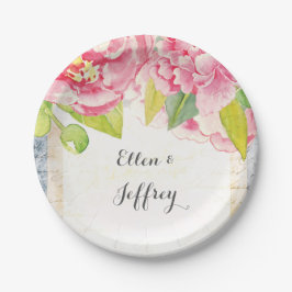 Plato De Papel Ducha nupcial floral o boda de Boho con los