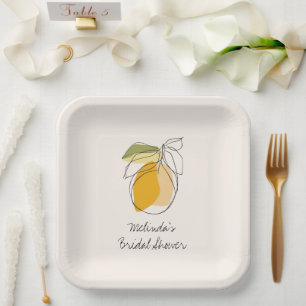 Plato De Papel Ducha nupcial Minimalista moderna de Citrus Lemon