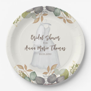 Plato De Papel Ducha nupcial otoño deja vestido Boda elegante