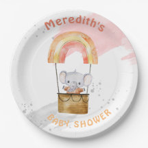 Ducha para bebés con elefantes, placas de papel