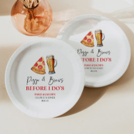 Plato De Papel Ducha para Parejas Pizza y Cervezas Antes de Casar