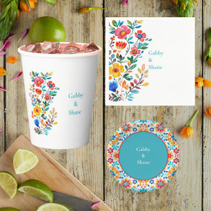 Plato De Papel Ducha personalizada de parejas con temática mexica