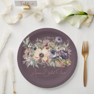 Plato De Papel Ducha Purple Basil Floral Bouquet