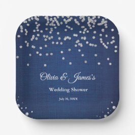 Plato De Papel Duchas de Boda de Pareja de Diamantes de Mezclilla