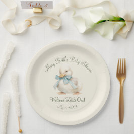 Plato De Papel Duckling with Ribbon Baby Shower Paper