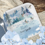 Plato De Papel Ducks Woodland Forest Forest Nature Boy Bebé Sprin<br><div class="desc">Escena boscosa con temática natural,  con patos machos "Baby Sprinkle". Diseño compuesto por Holiday Hearts Designs.</div>