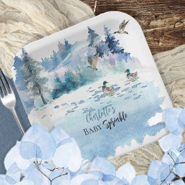 Plato De Papel Ducks Woodland Forest Forest Nature Boy Bebé Sprin