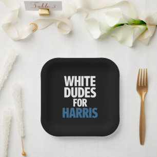 Plato De Papel Dudes Blancas Para Harris Kamala Harris 2024