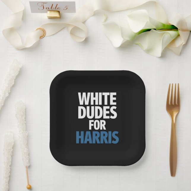 Plato De Papel Dudes Blancas Para Harris Kamala Harris 2024 (Boda)