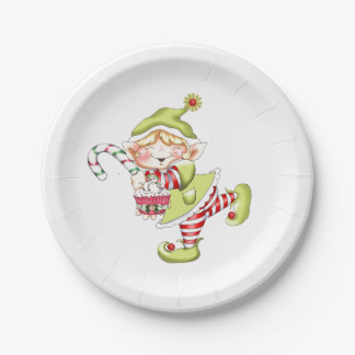 Plato De Papel Duende caprichoso del navidad