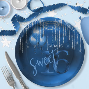 Plato De Papel Dulce 16 DK ID473 azul de las luces y de los
