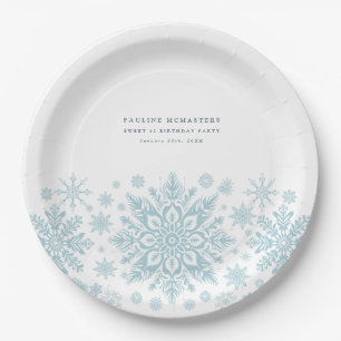 Plato De Papel Dulce 16 Fiesta Personalizado de copo de nieve bla