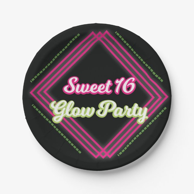 Plato De Papel Dulce 16 Placas Fiestas Glow (Anverso)