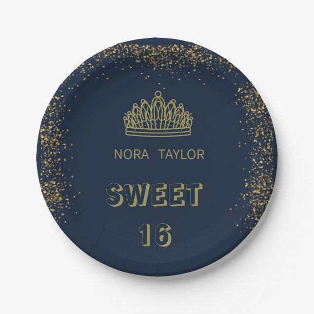 Plato De Papel "Dulce 16 Soirée: Glam, Glitz y Good Times" (Anverso)