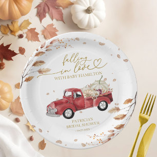 Plato De Papel Dulce Amor Baby Shower de Otoño de Calabaza